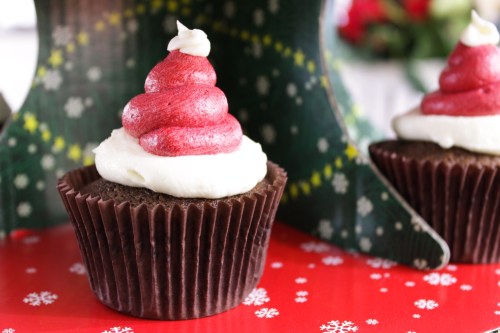 Santa hat cupcakes