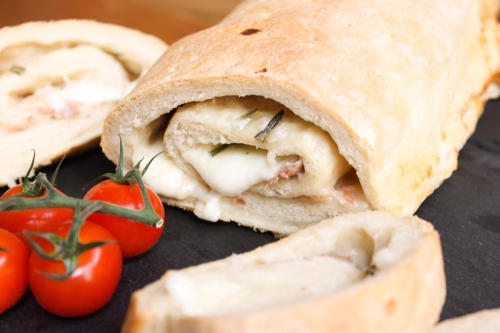 Mozzarella and parma ham stromboli Mozzarella and parma ham stromboli