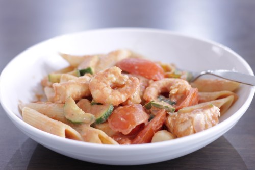 Creamy prawn pasta